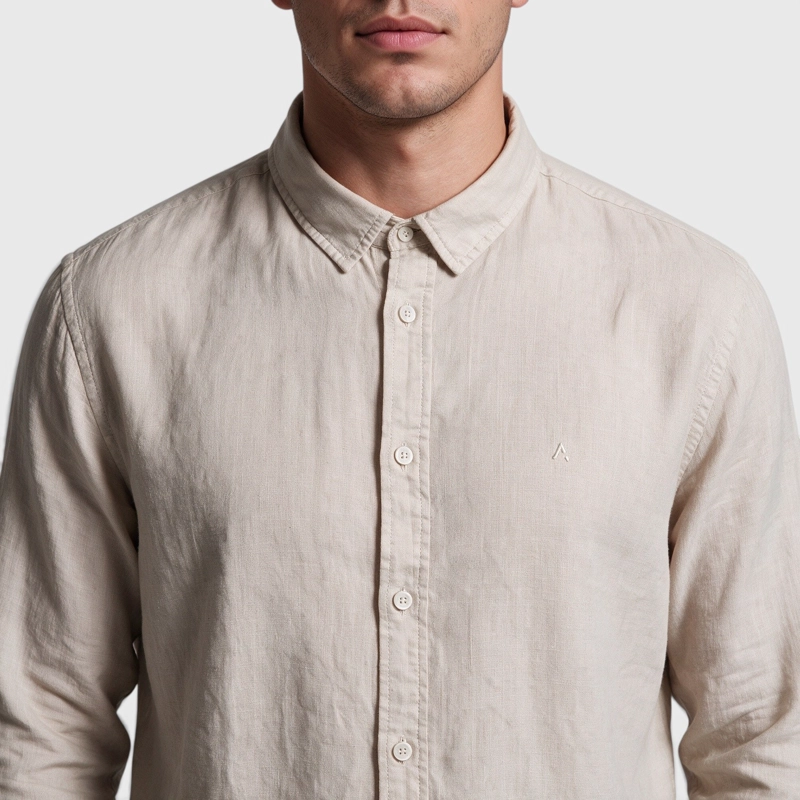 CAMISA LINO MANGA LARGA BEIGE BLACK BUBBA - 4
