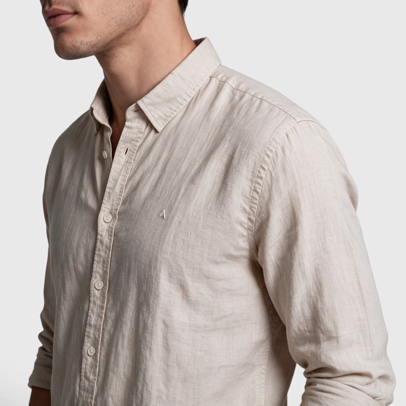 CAMISA LINO MANGA LARGA BEIGE BLACK BUBBA - 5