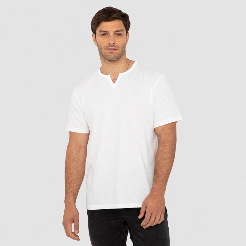 POLERA HENLEY MANGA CORTA BLANCA BLACK BUBBA - 1