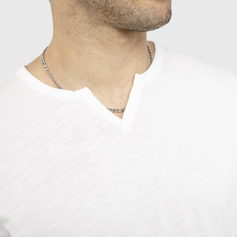 POLERA HENLEY MANGA CORTA BLANCA BLACK BUBBA - 4