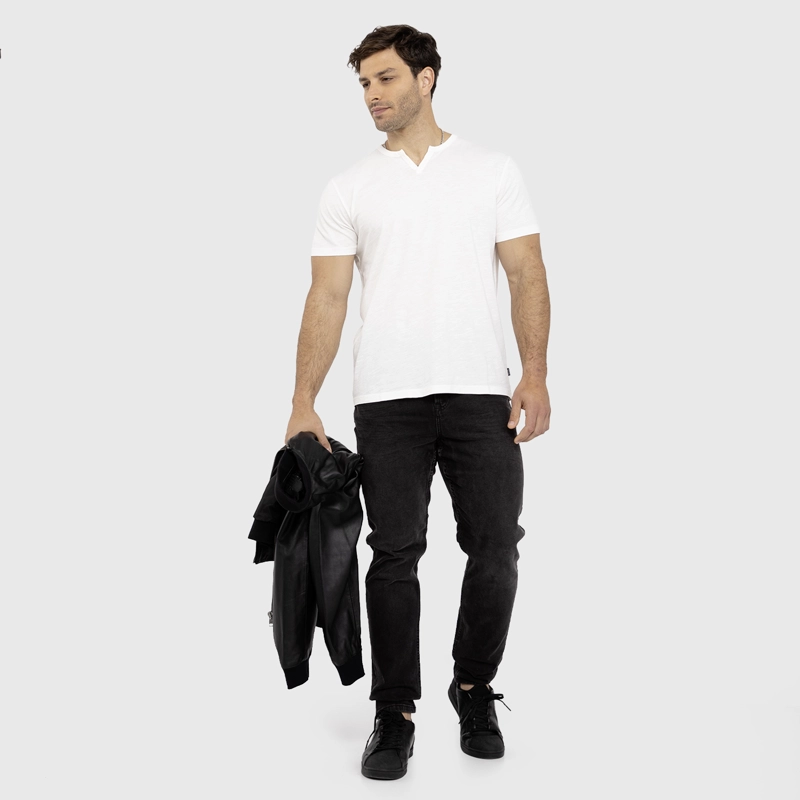 POLERA HENLEY MANGA CORTA BLANCA BLACK BUBBA - 6