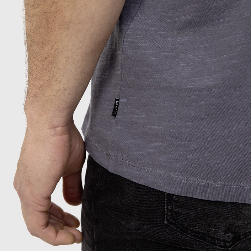POLERA HENLEY MANGA CORTA GRIS MARENGO BLACK BUBBA - 5