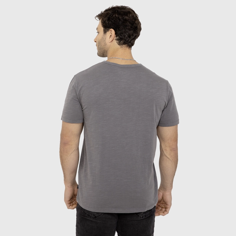 POLERA HENLEY MANGA CORTA GRIS CLARO BLACK BUBBA - 2