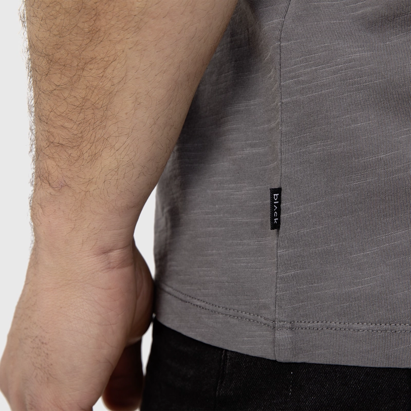 POLERA HENLEY MANGA CORTA GRIS CLARO BLACK BUBBA - 5