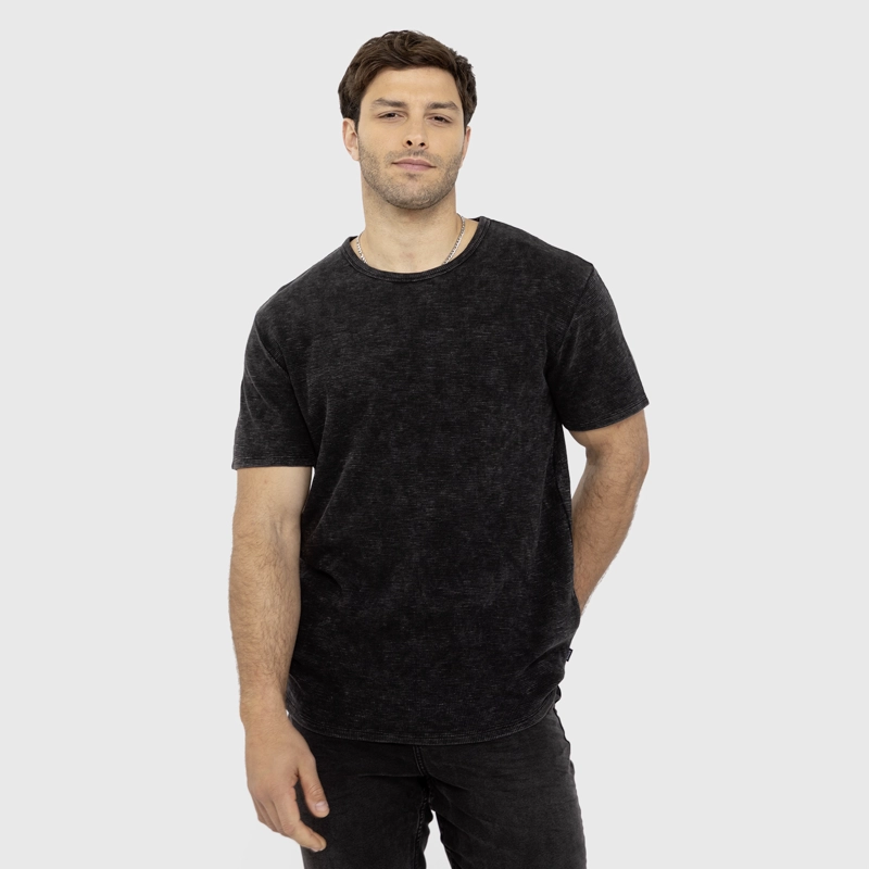 POLERA WAFFLE MANGA CORTA GRIS MARENGO BLACK BUBBA - 1