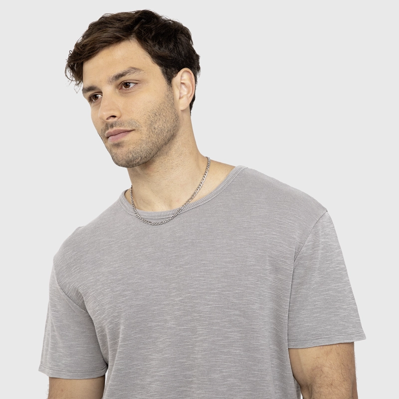 POLERA WAFFLE MANGA CORTA GRIS CLARO BLACK BUBBA - 3