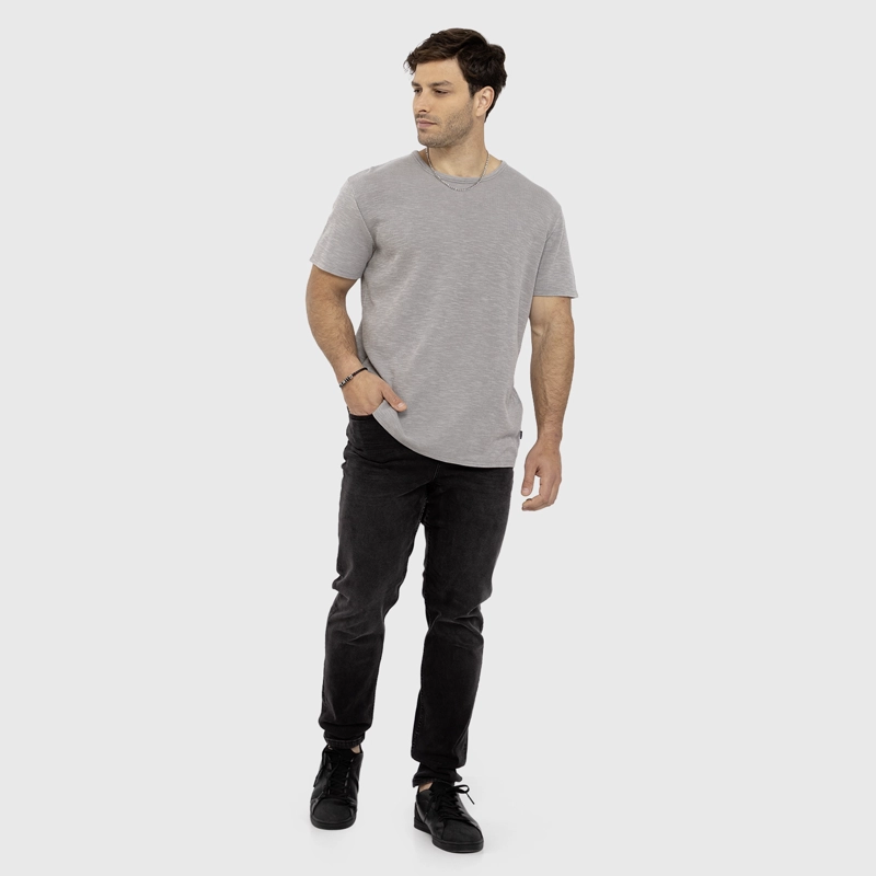 POLERA WAFFLE MANGA CORTA GRIS CLARO BLACK BUBBA - 5
