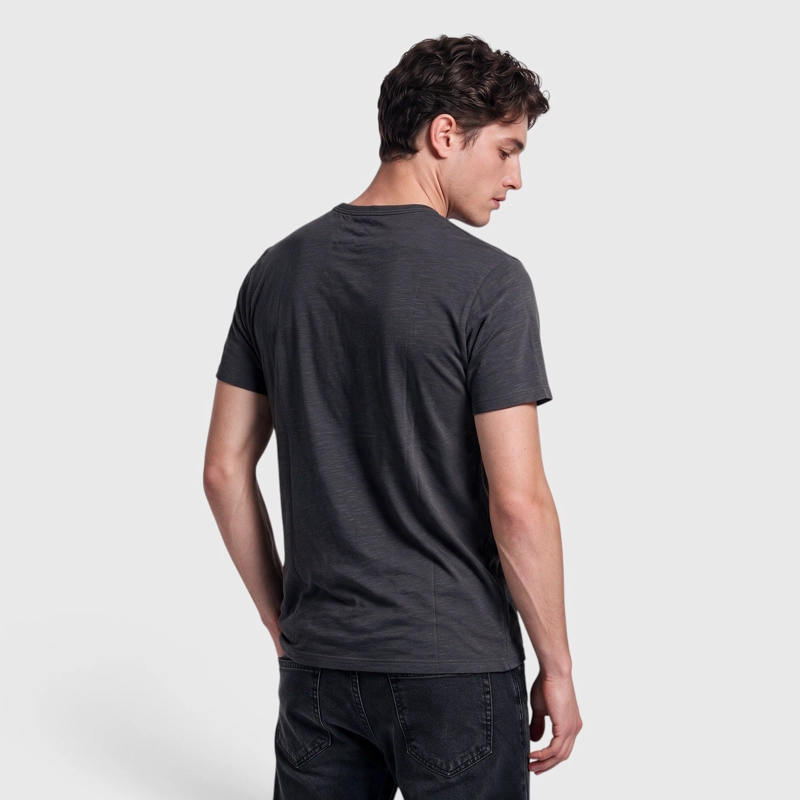 POLERA SLUB COTTON MANGA CORTA GRIS MARENGO BLACK BUBBA - 2