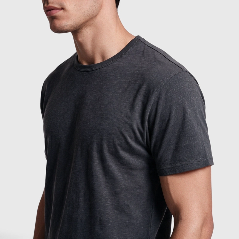 POLERA SLUB COTTON MANGA CORTA GRIS MARENGO BLACK BUBBA - 3
