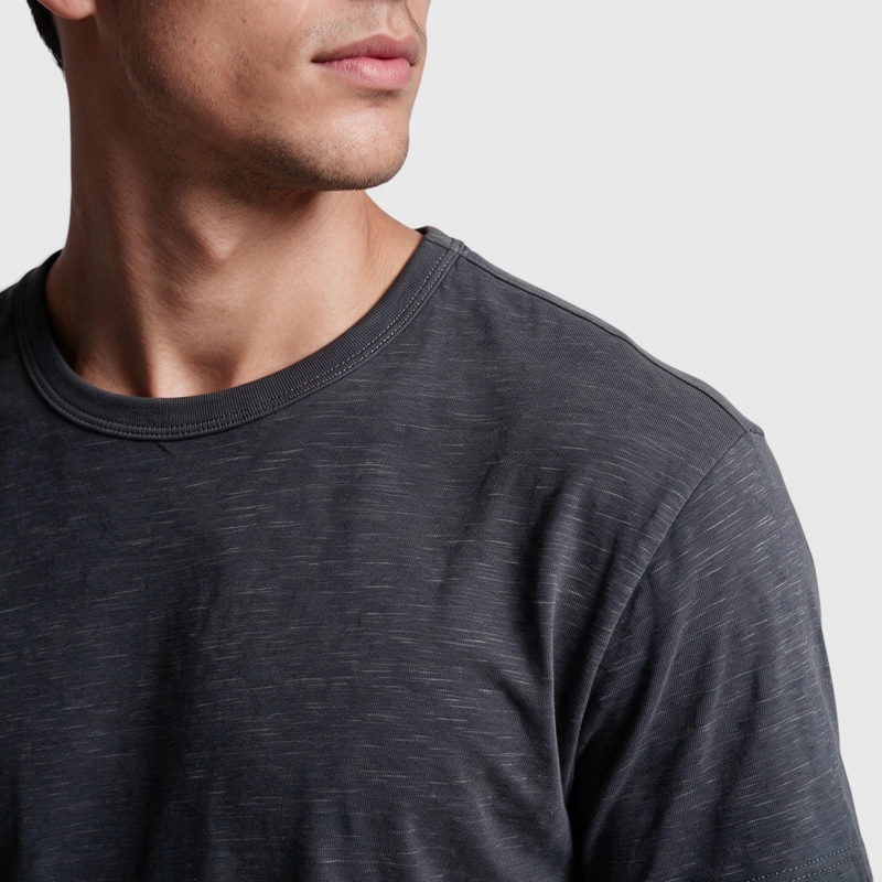 POLERA SLUB COTTON MANGA CORTA GRIS MARENGO BLACK BUBBA - 4