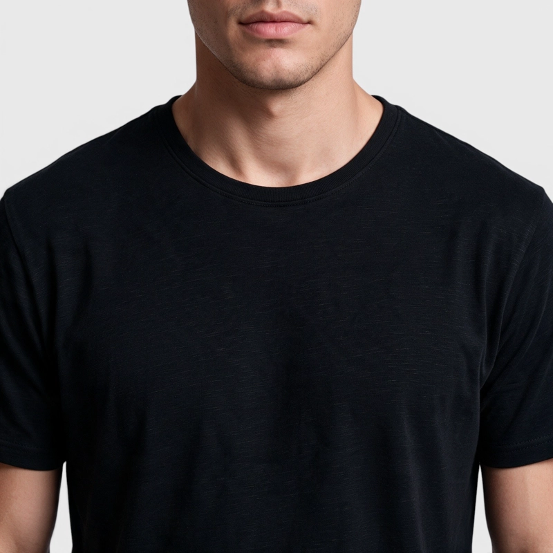 POLERA SLUB COTTON MANGA CORTA NEGRA BLACK BUBBA - 3