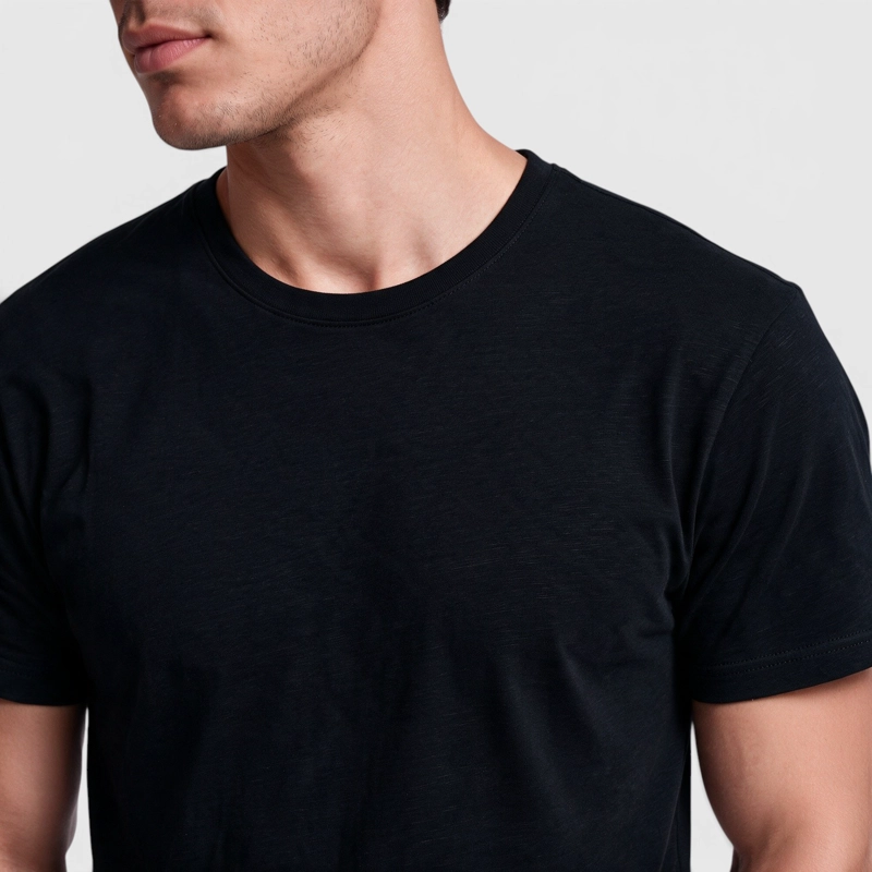POLERA SLUB COTTON MANGA CORTA NEGRA BLACK BUBBA - 4
