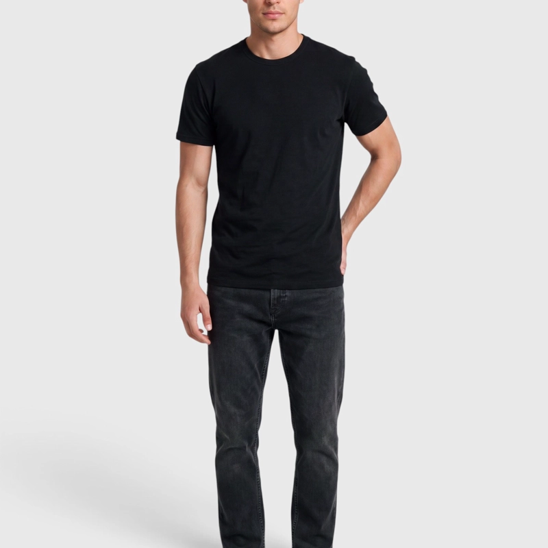 POLERA SLUB COTTON MANGA CORTA NEGRA BLACK BUBBA - 5