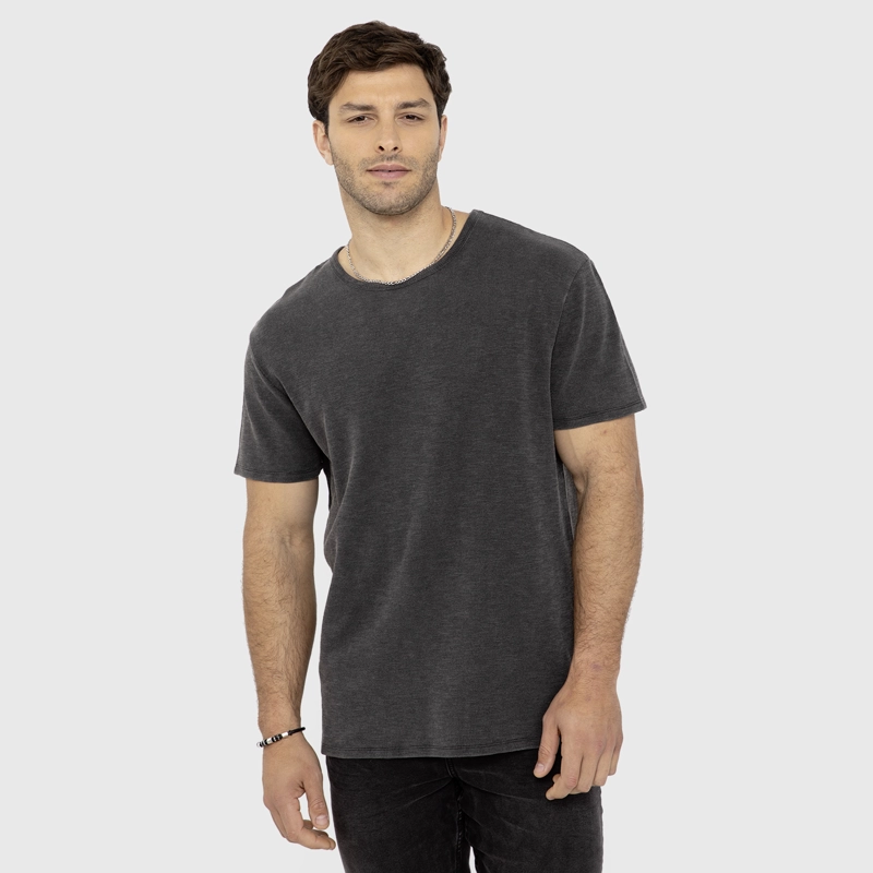 POLERA WAFFLE MANGA CORTA GRIS OSCURO BLACK BUBBA M