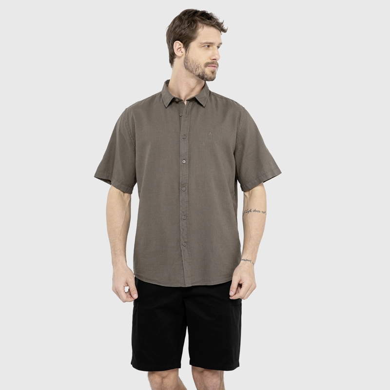 CAMISA LINO MANGA CORTA MOKKA BLACK BUBBA - 1