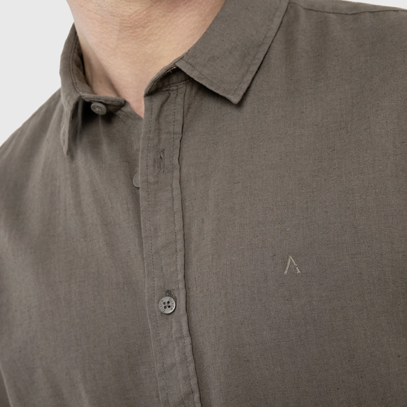 CAMISA LINO MANGA CORTA MOKKA BLACK BUBBA - 3
