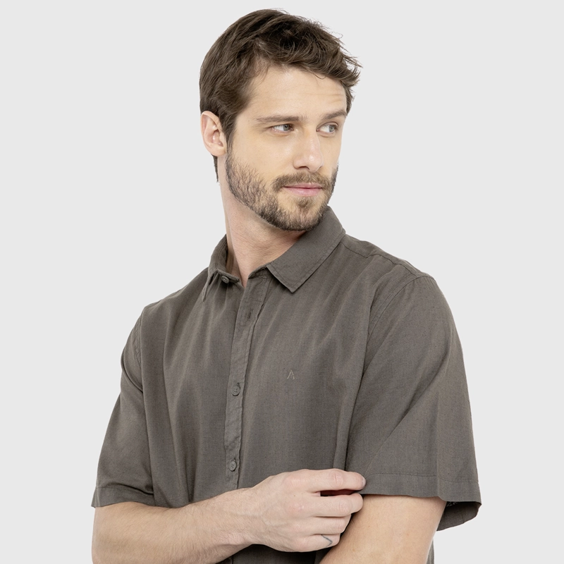 CAMISA LINO MANGA CORTA MOKKA BLACK BUBBA - 4