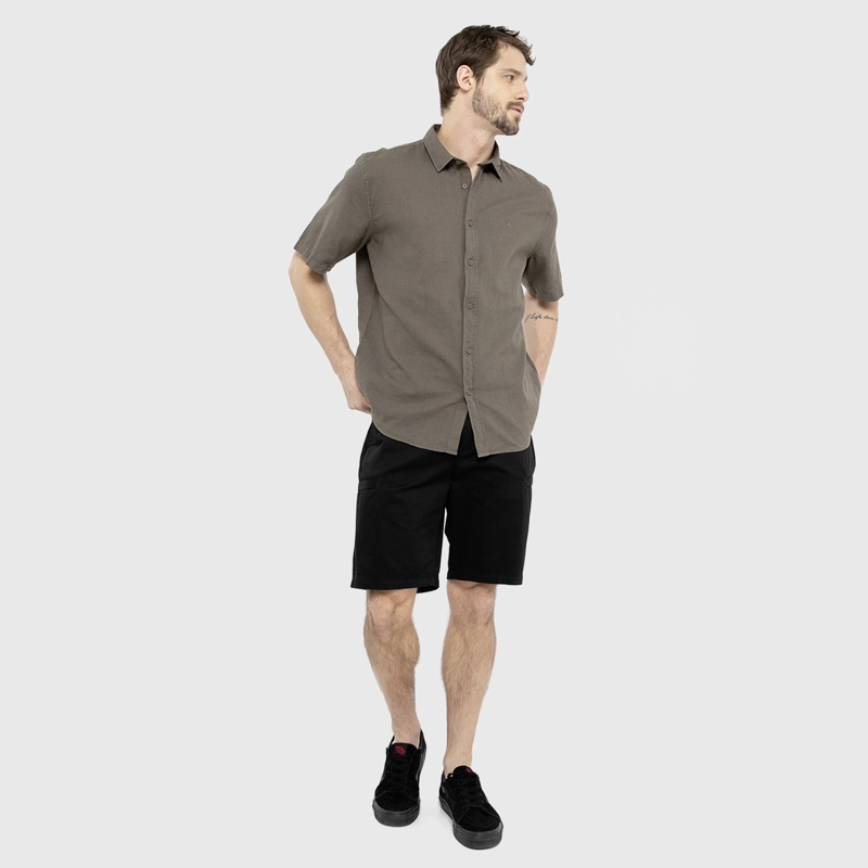 CAMISA LINO MANGA CORTA MOKKA BLACK BUBBA - 5