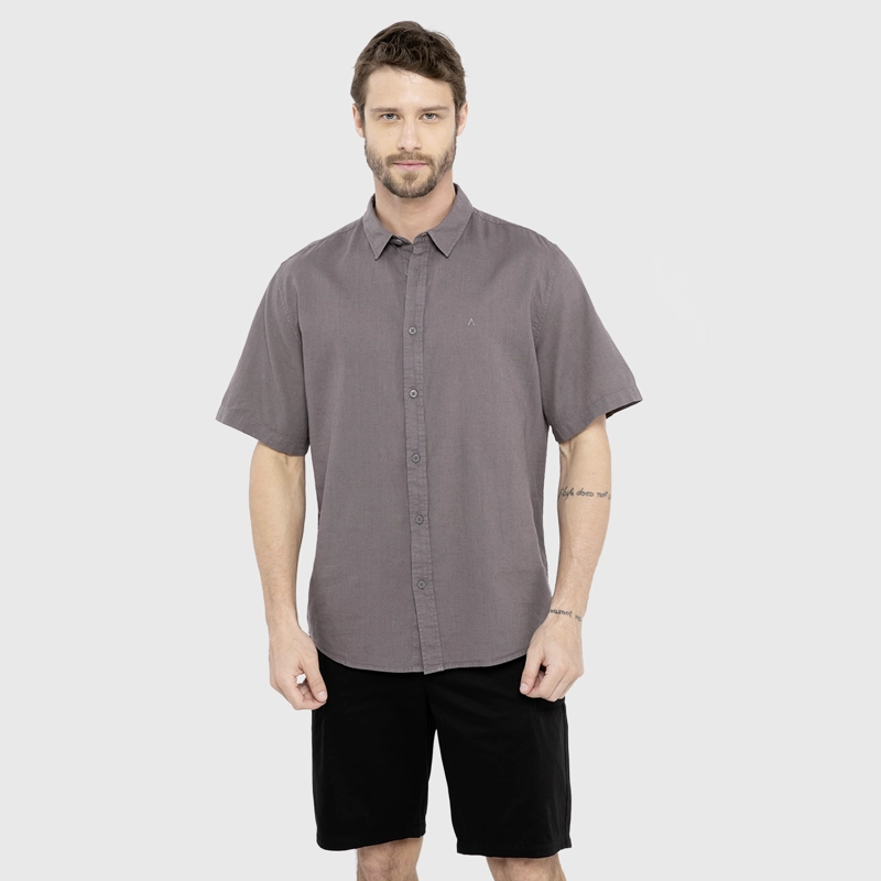 CAMISA LINO MANGA CORTA GRIS BLACK BUBBA - 1