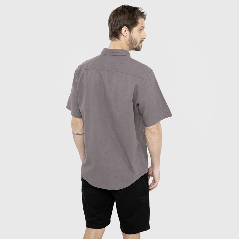 CAMISA LINO MANGA CORTA GRIS BLACK BUBBA - 2