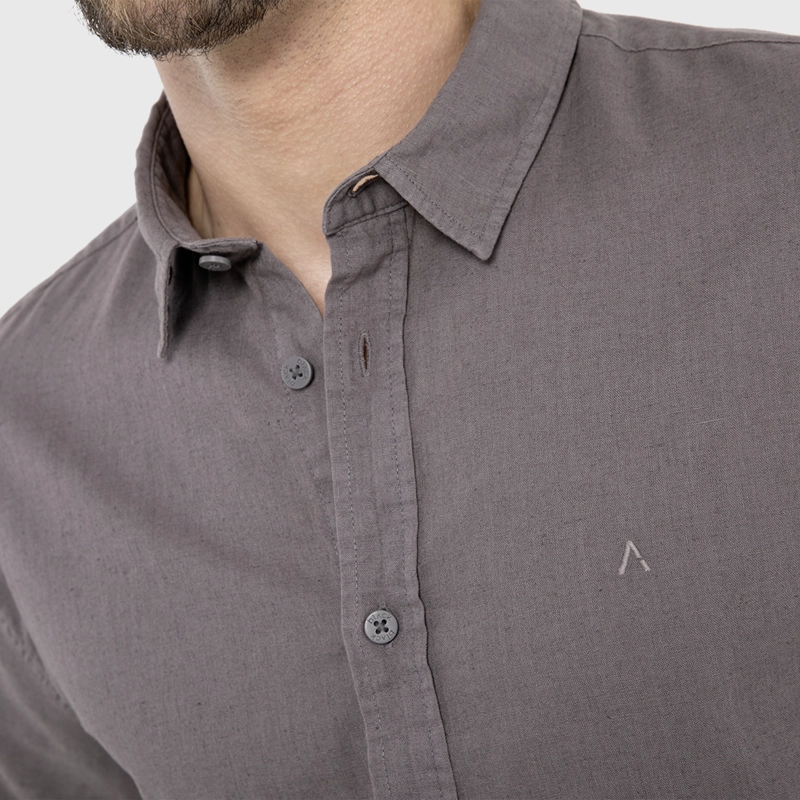 CAMISA LINO MANGA CORTA GRIS BLACK BUBBA - 4