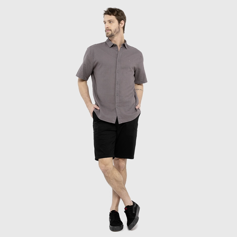 CAMISA LINO MANGA CORTA GRIS BLACK BUBBA - 5