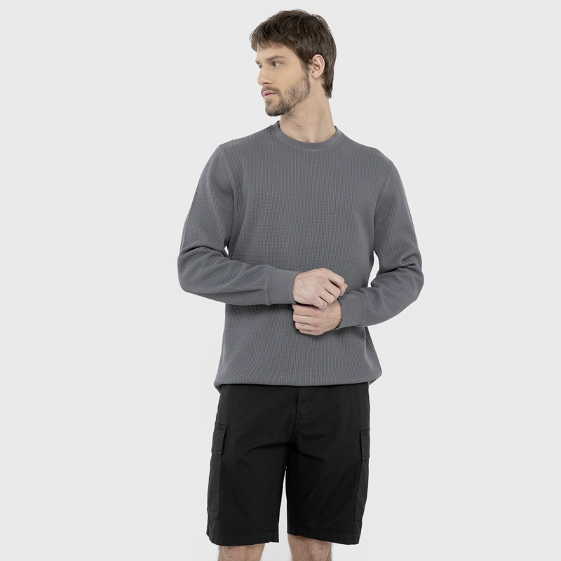 POLERON CREWNECK WAFFLE SUMMER GREY BLACK BUBBA - 1
