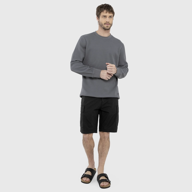 POLERON CREWNECK WAFFLE SUMMER GREY BLACK BUBBA - 3