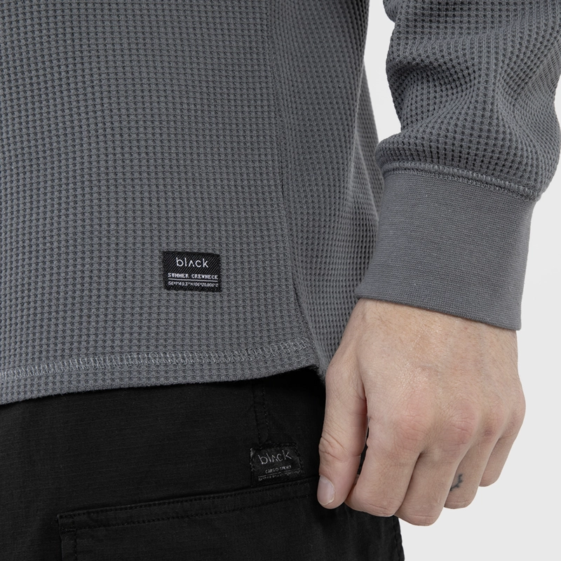 POLERON CREWNECK WAFFLE SUMMER GREY BLACK BUBBA - 4