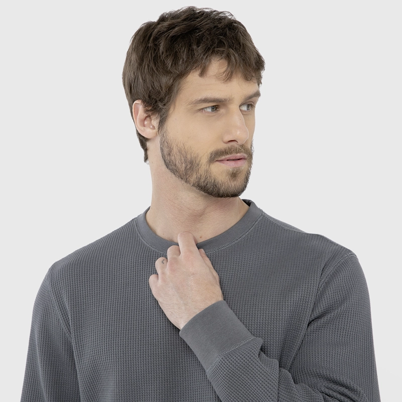 POLERON CREWNECK WAFFLE SUMMER GREY BLACK BUBBA - 5