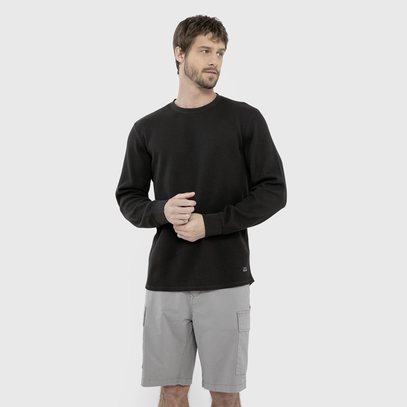 POLERON CREWNECK WAFFLE SUMMER COFFEE BLACK BUBBA - 1