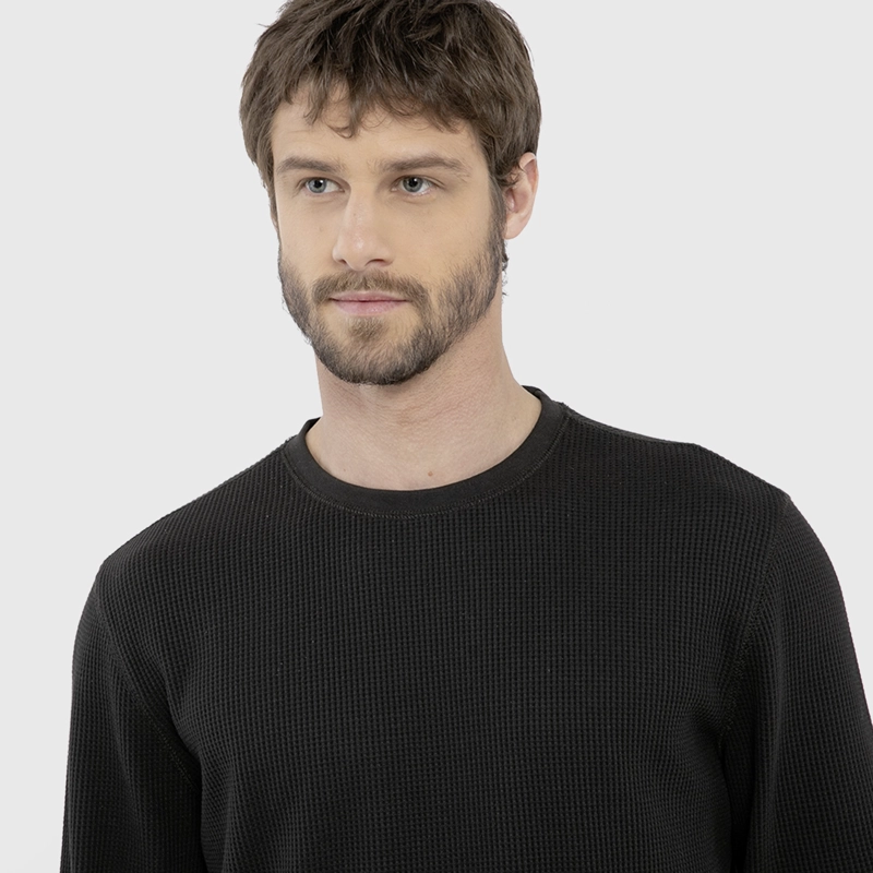 POLERON CREWNECK WAFFLE SUMMER COFFEE BLACK BUBBA - 3