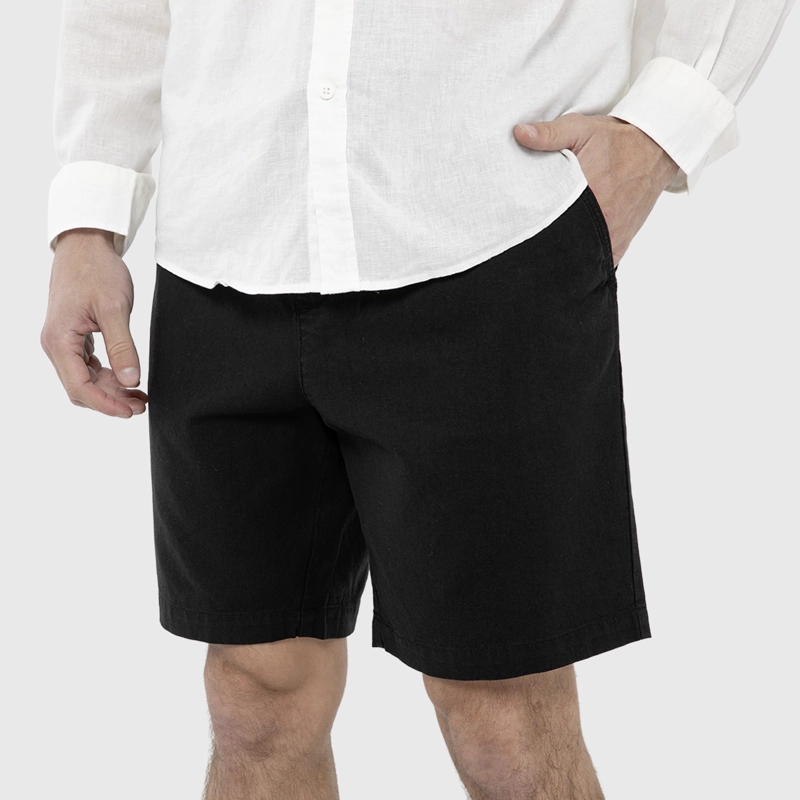 SHORT LINO ALGODON NEGRO BLACK BUBBA - 1