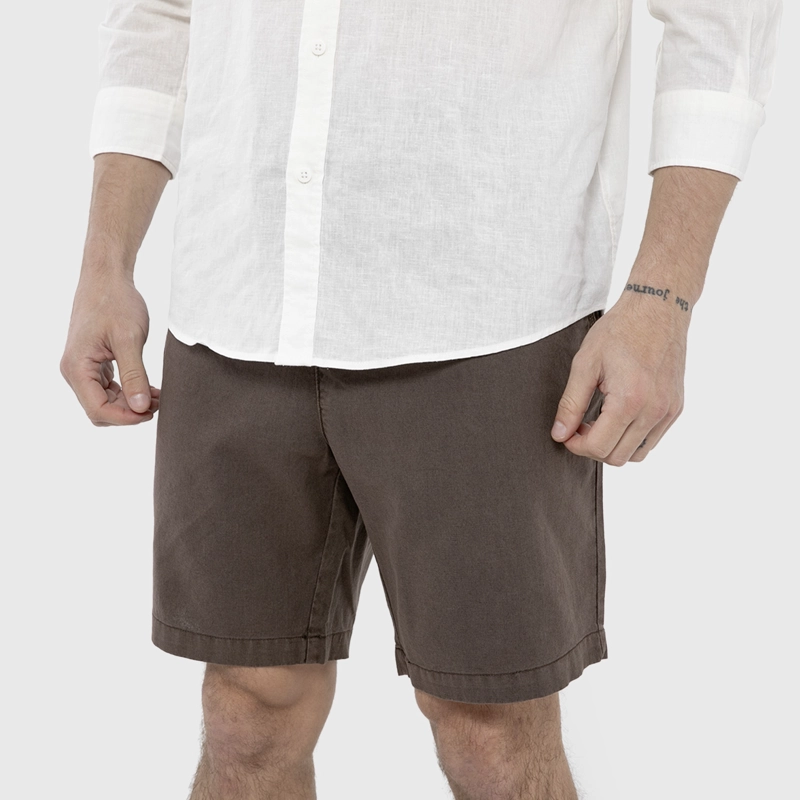 SHORT LINO ALGODON MOKKA BLACK BUBBA - 1
