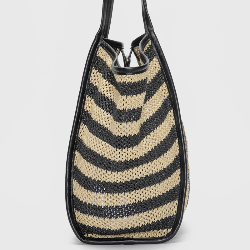 CARTERA TOTE SOFT RAFFIA BEIGE BLACK BUBBA - 5