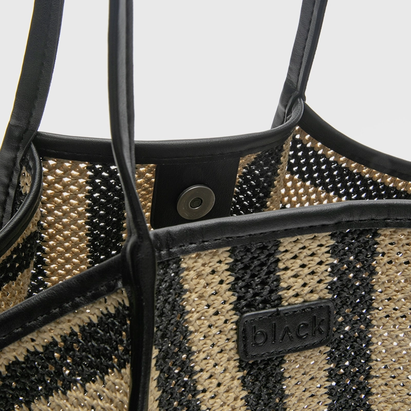CARTERA TOTE SOFT RAFFIA BEIGE BLACK BUBBA - 8