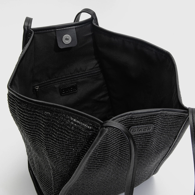 CARTERA TOTE SOFT RAFFIA BLACK BLACK BUBBA - 4