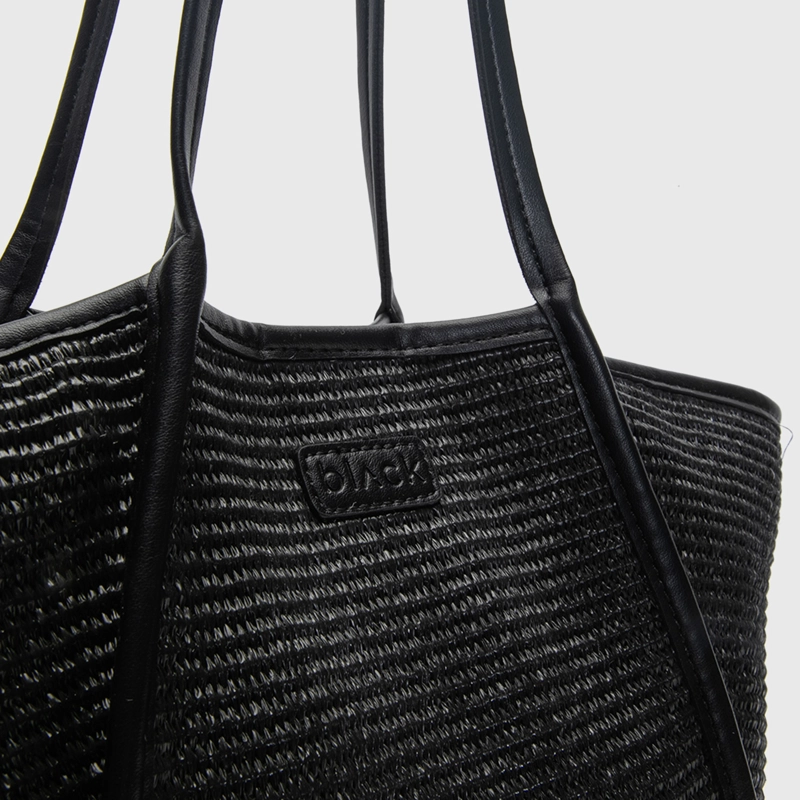 CARTERA TOTE SOFT RAFFIA BLACK BLACK BUBBA - 6