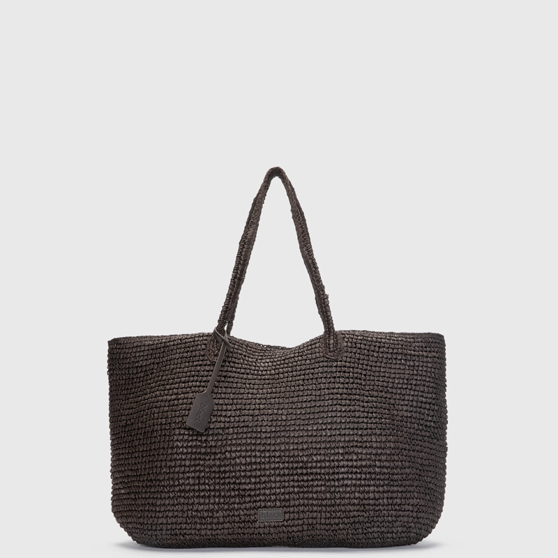CARTERA TOTE RAFFIA MOKA BLACK BUBBA - 1