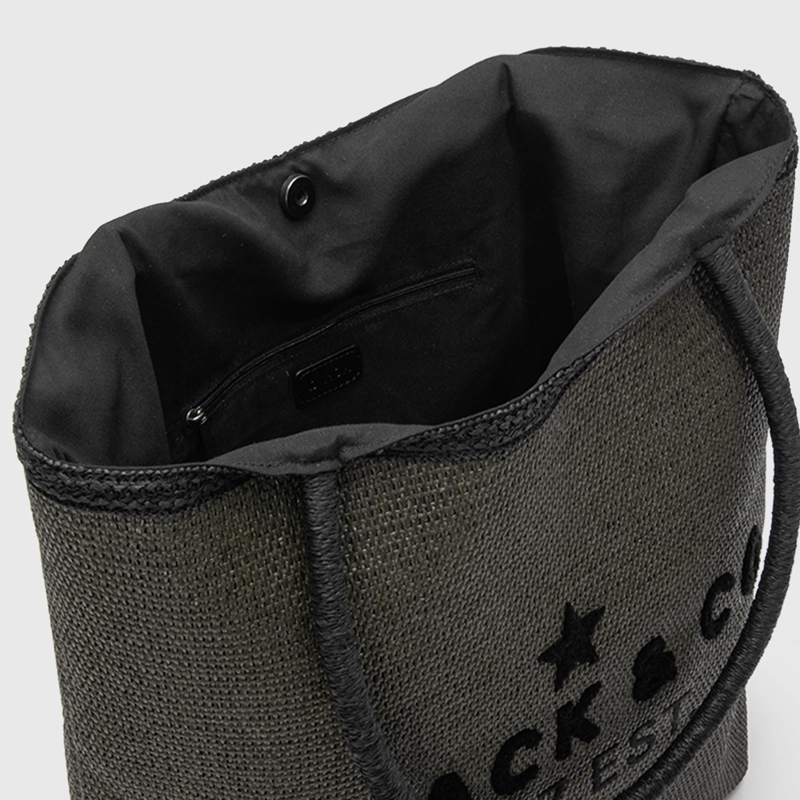 BOLSO TOTE RAFFIA FORMENTERA MOSS BLACK BUBBA - 4