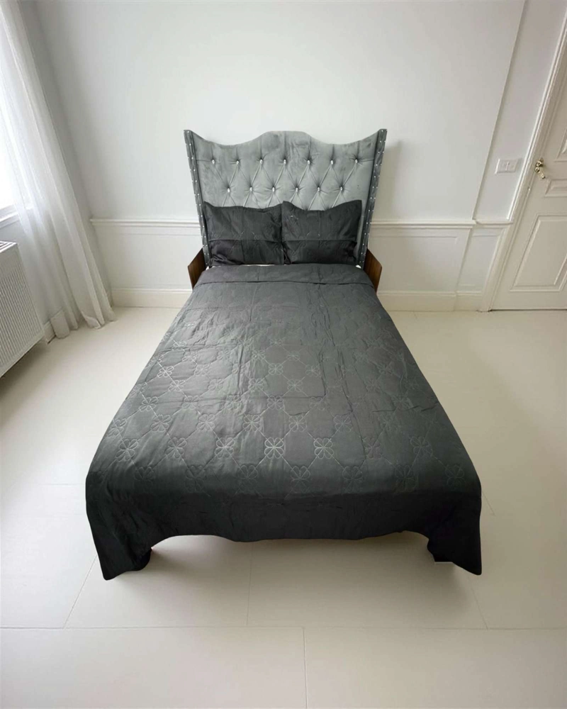 COLCHA QUILT DE LUJO VERANO DELGADO 2 PLAZAS NEGRO - 4