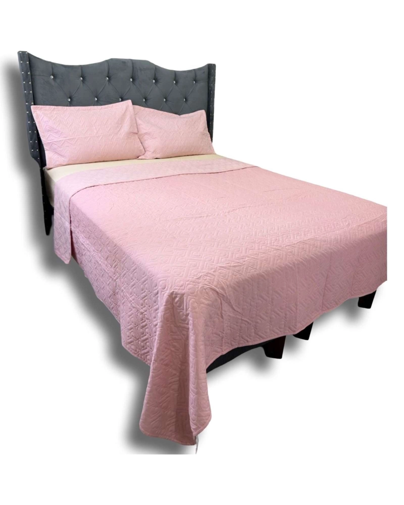 COLCHA QUILT DE LUJO VERANO DELGADO PLAZA Y MEDIA ROSA - 3