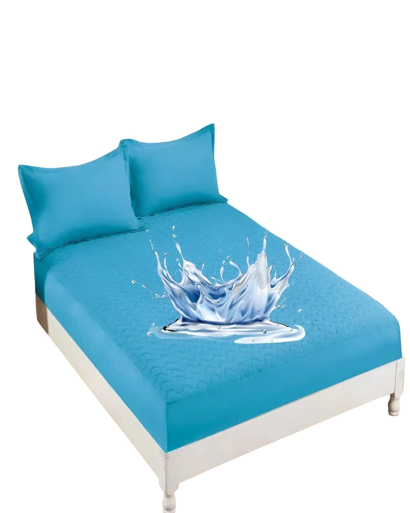 PROTECTOR PARA COLCHON IMPERMEABLE PLAZA Y MEDIA CELESTE - 1