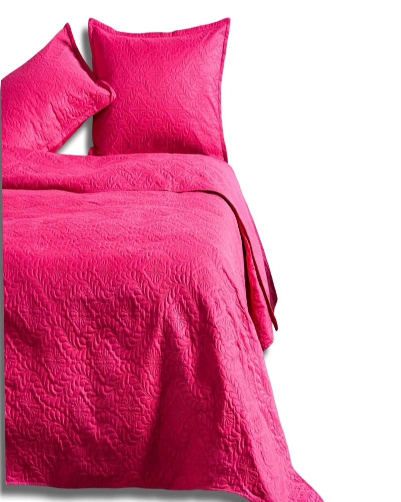 CUBRECAMA ELEGANTE  QUILT VERANO PLAZA Y MEDIA FUCSIA - 1