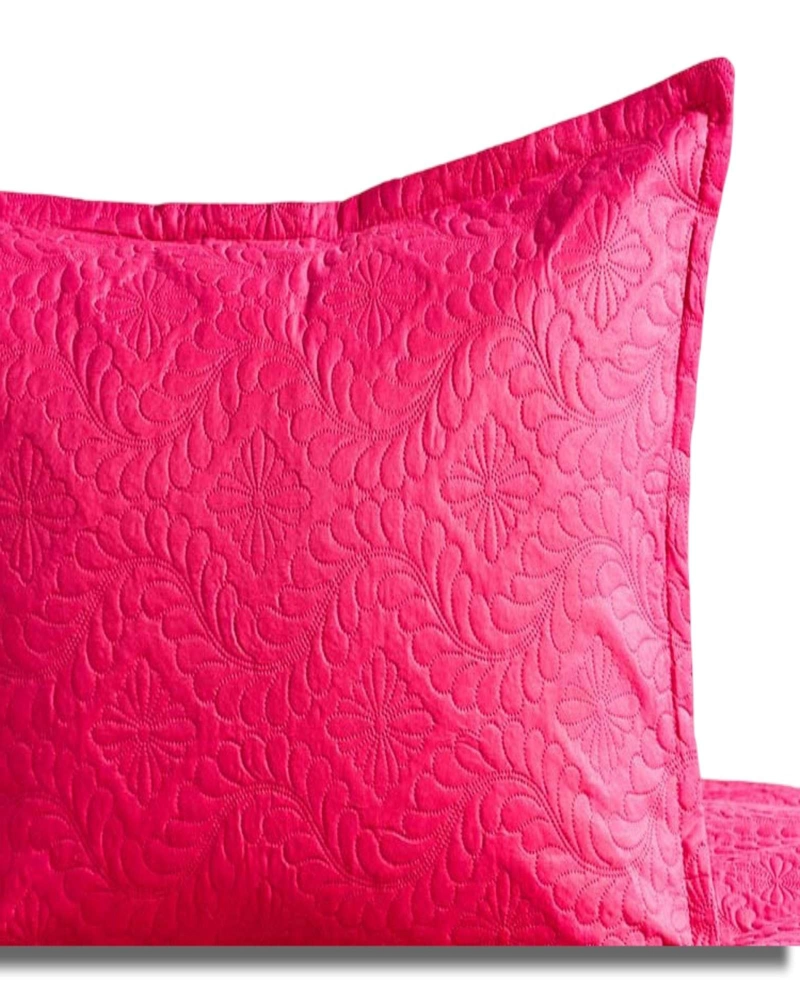 CUBRECAMA ELEGANTE  QUILT VERANO PLAZA Y MEDIA FUCSIA - 3