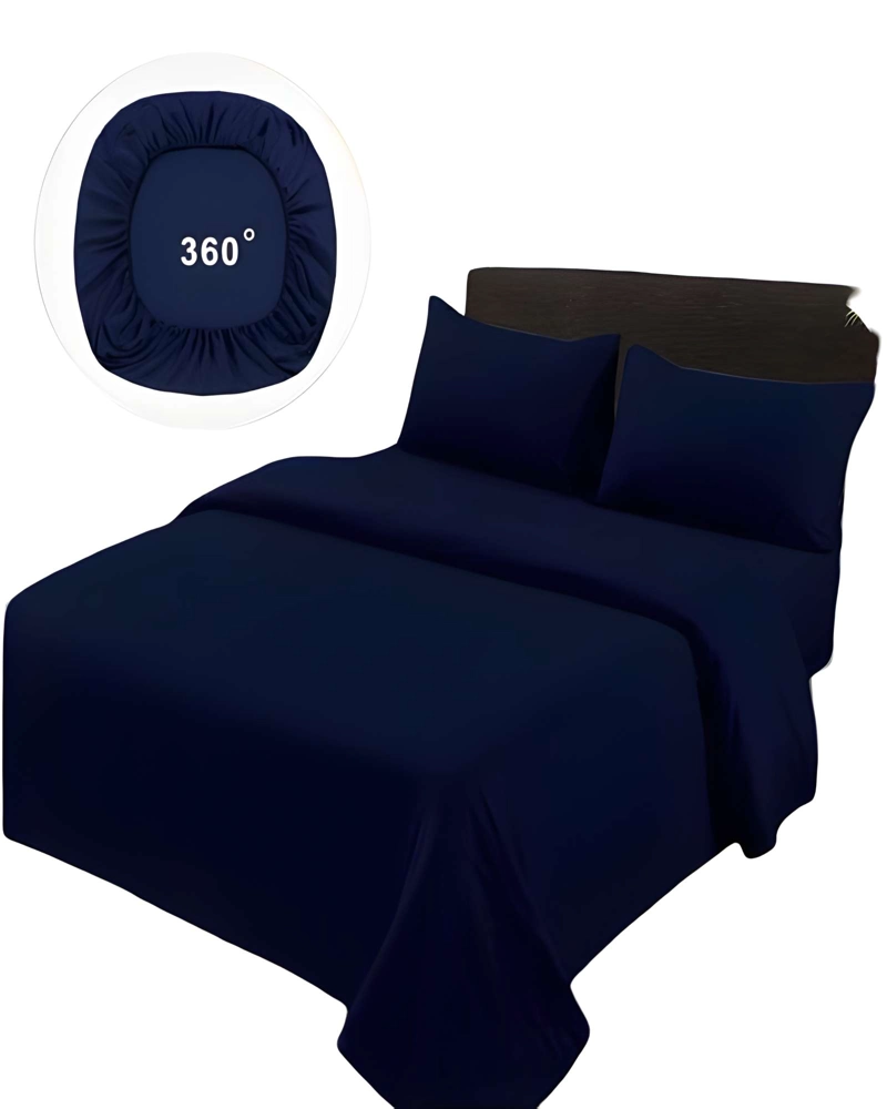 JUEGO DE SABANAS DE 500 HILOS 2 PLAZAS AZUL OSCURO - 1
