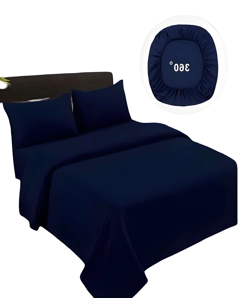 JUEGO DE SABANAS DE 500 HILOS 2 PLAZAS AZUL OSCURO - 2