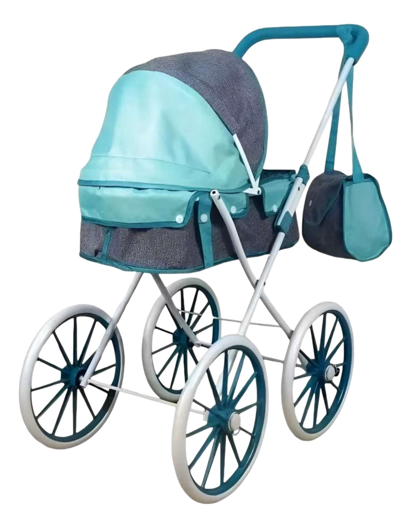 COCHE DE PASEO PARA MUÑECAS CON CAPOTA Y RUEDAS GRANDES CELESTE - 2