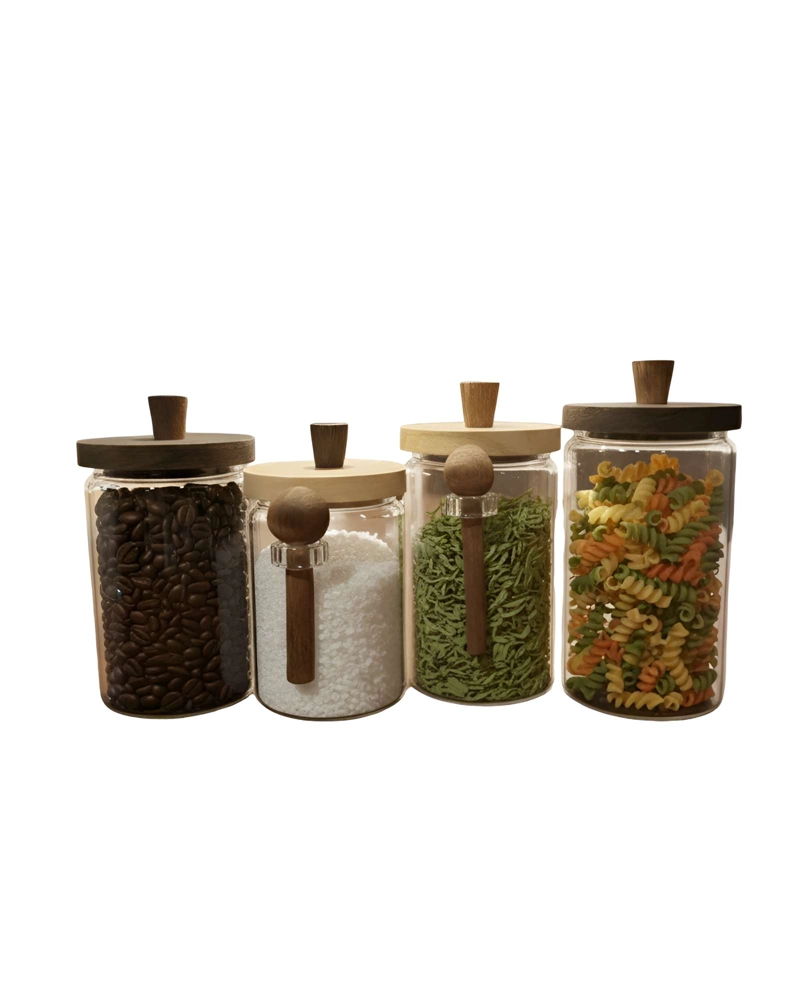 JUEGO DE 4 CONTENEDORES CON TAPA Y CUCHARILLA DE BAMBU - 1
