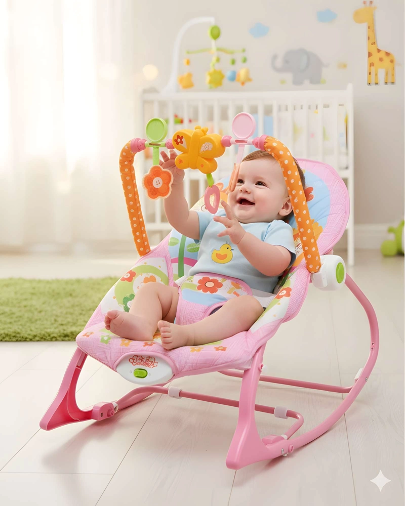 SILLA DE DESCANSO MUSICAL PARA BEBE  ROSA - 4